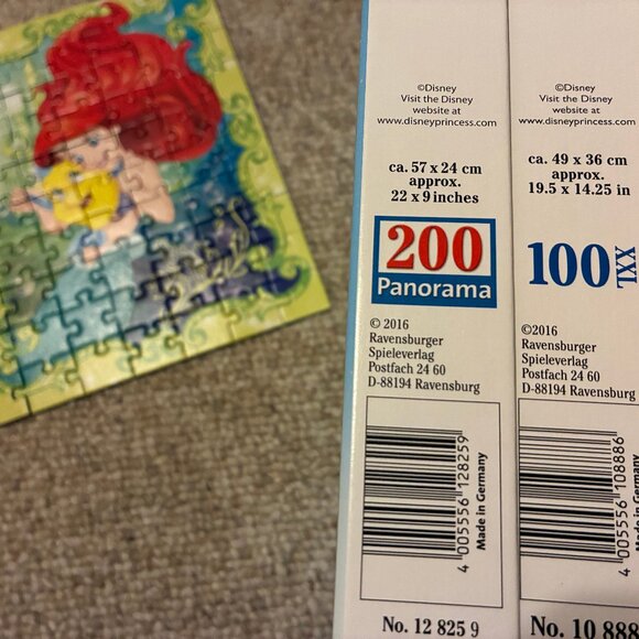 Ravensburger Disney Princess Puzzles Belle, Ariel, Cinderella 100, 200 pieces - Picture 7 of 7